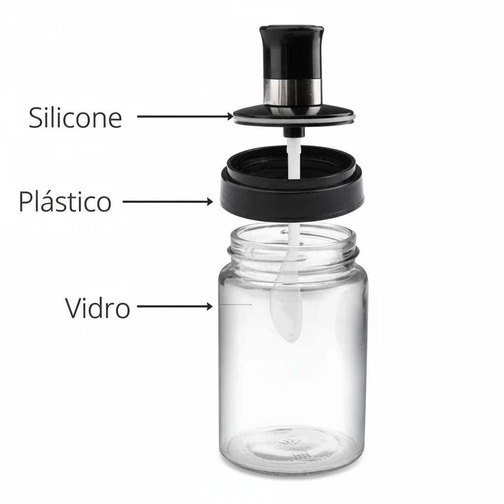 Kit Porta Temperos e Condimentos de Vidro com Tampa e Colher Embutida - Entrega Grátis