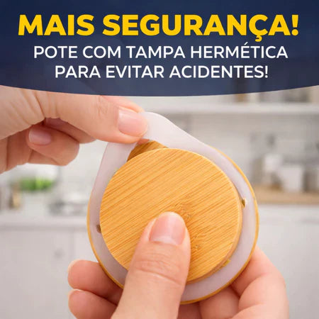 Kit Potes Para Condimentos de Vidro Com Tampa de Bambu e Anel de Silicone Excelente Vedação - Entrega Grátis