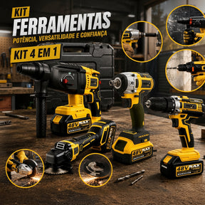 Kit Ferramentas 4 em 1 - Ideal para Reformas Residenciais e Reparos Domésticos