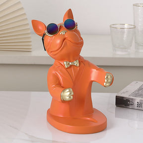 Escultura Decorativa BullDog Francês Mordomo Suporte de Vinho