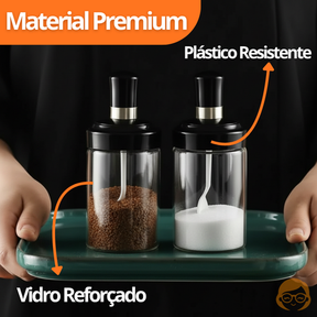 Kit Porta Temperos e Condimentos de Vidro com Tampa e Colher Embutida - Entrega Grátis