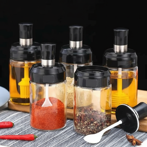 Kit Porta Temperos e Condimentos de Vidro com Tampa e Colher Embutida - Entrega Grátis