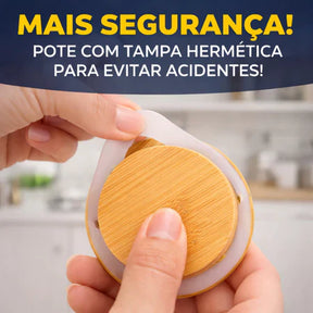 Kit Potes Para Condimentos de Vidro Com Tampa de Bambu e Anel de Silicone Excelente Vedação - Entrega Grátis
